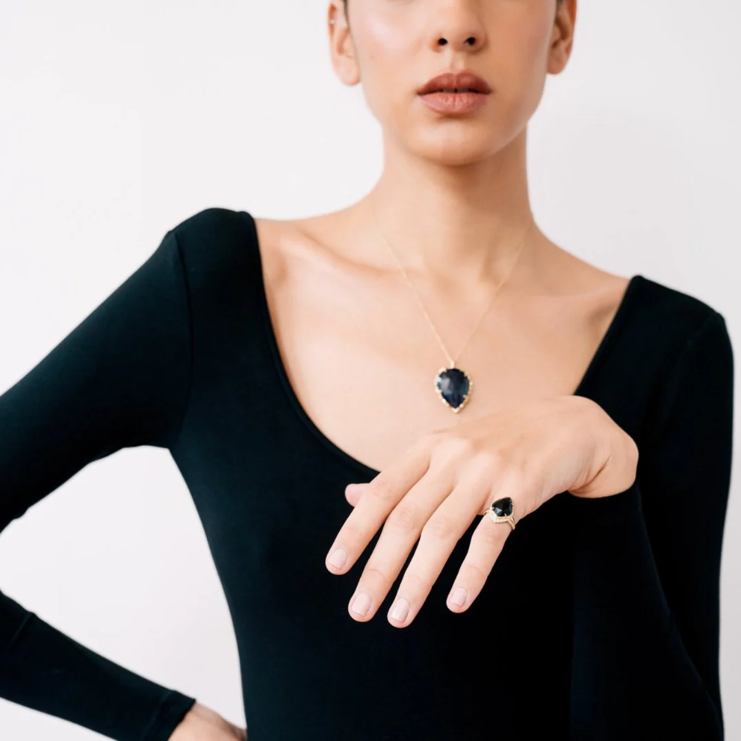 Black Onyx Diamond Pinky Ring - Image 4