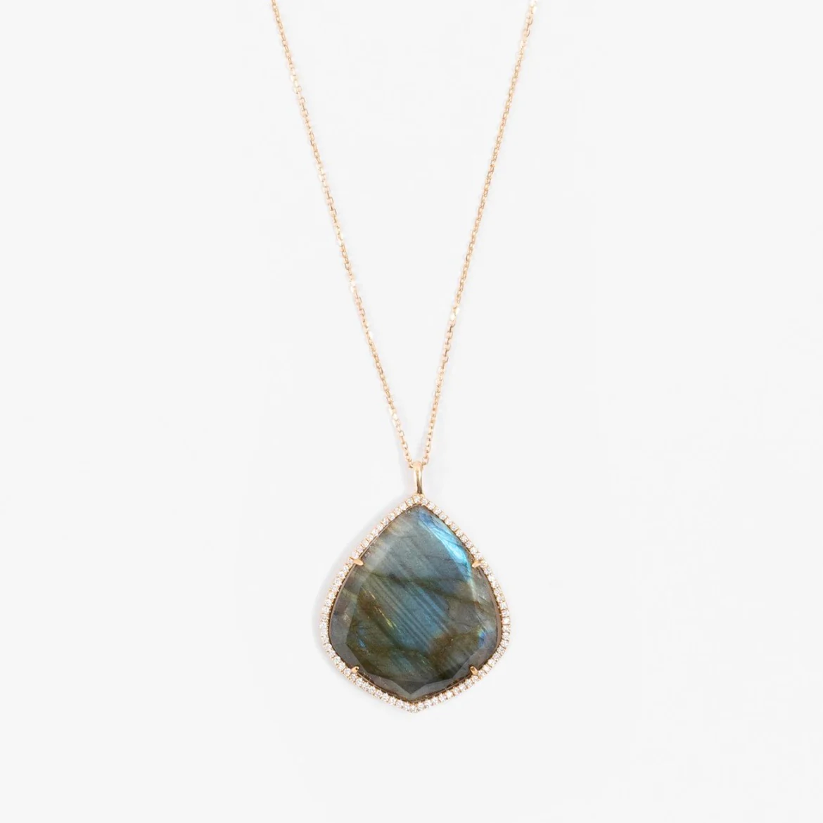 Trapezoid Necklace in Labradorite and Diamonds - Image 3