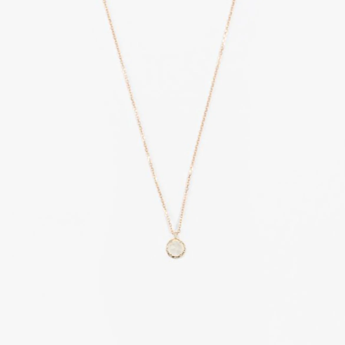 Mini Round Necklace in Rainbow Moonstone - Image 4