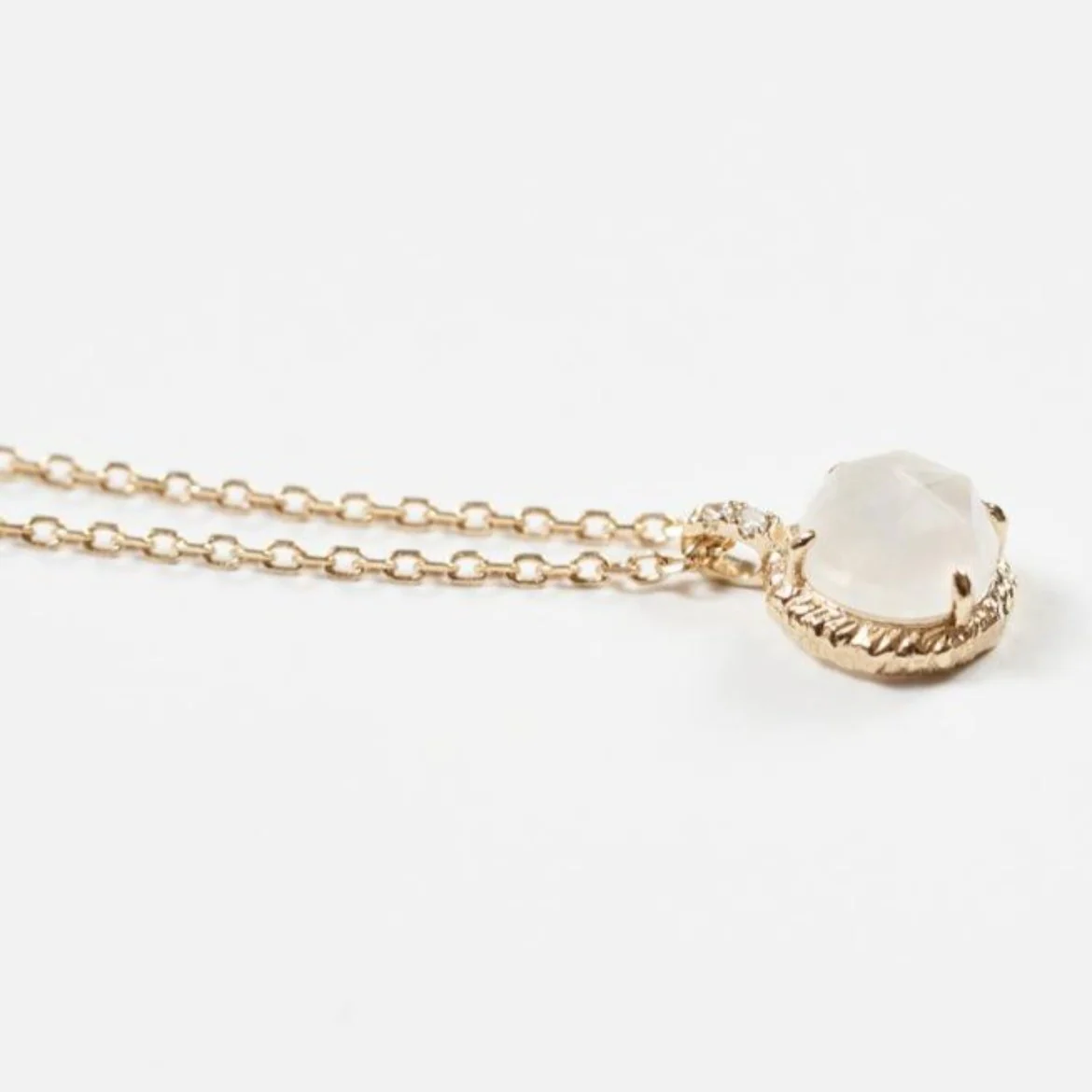 Mini Round Necklace in Rainbow Moonstone - Image 5